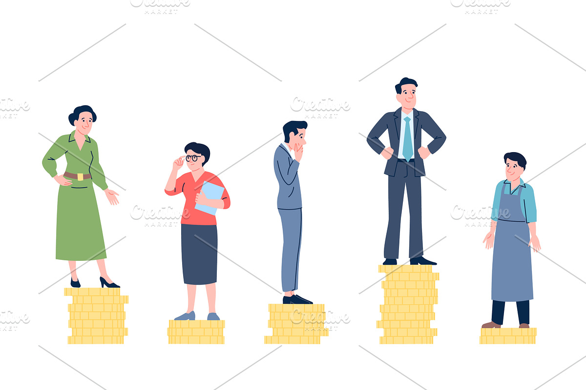 Salary gap. Different professionals, a Finance Illustration by LadadikArt