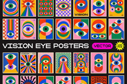 100 VISION EYE VECTOR POSTERS SET
