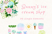 Bunny's ice cream shop clipart, an Animal Illustration by heyiamalice (Thumbnail 6 of 13)