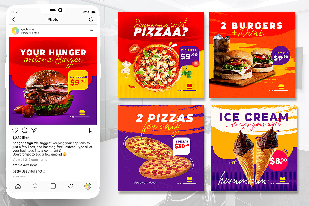 Social Media Fast Foods Template, a Social Media Template by rogeriomarcos (Photo 1 of 11)