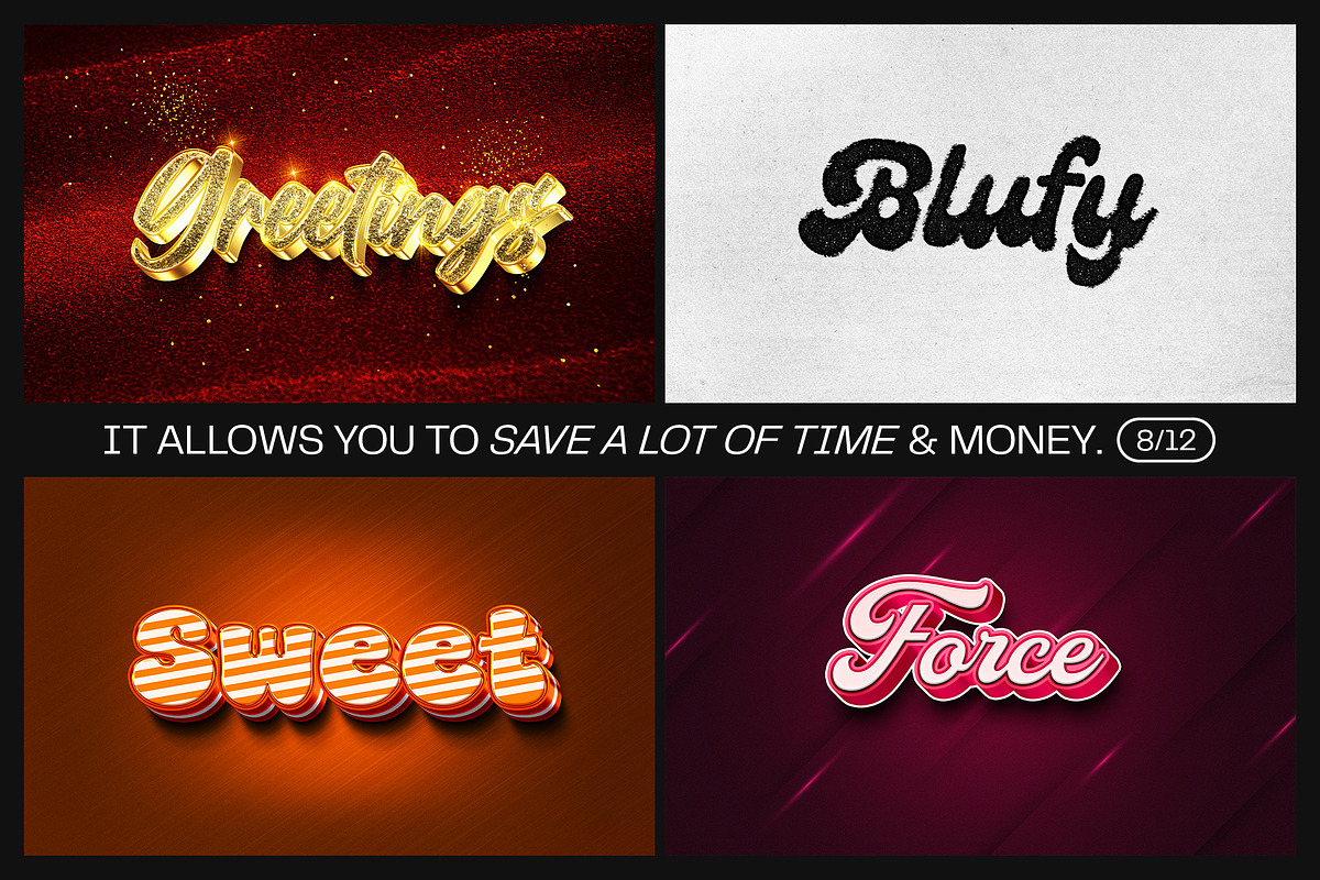 12 Text Effect Templates, a Layer Style Add-On by iDoodle Studio (Photo 5 of 6)