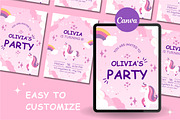Unicorn Birthday Party Invitation, a Design Template by TemplateCastleStore (Thumbnail 3 of 5)