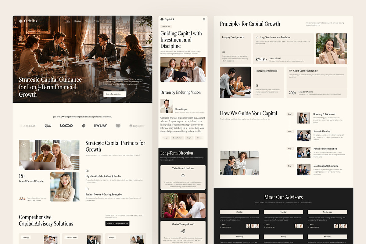 Investment Advisory Firm Website UI, an UI Kit Template by peterdraw (Photo 2 of 7)
