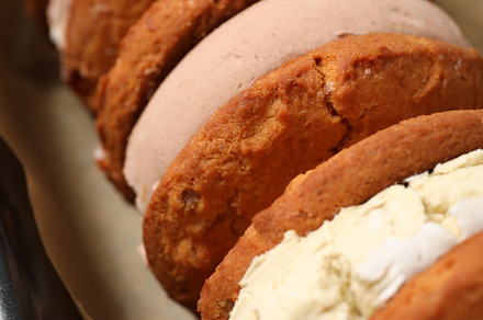 Concept of sweet food, tasty cookies with ice cream, a Background Photo by AtlasStudio PRO