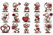 Whimsical Valentine Duck Clipart, an Illustration by Libby Wishes (Thumbnail 2 of 7)