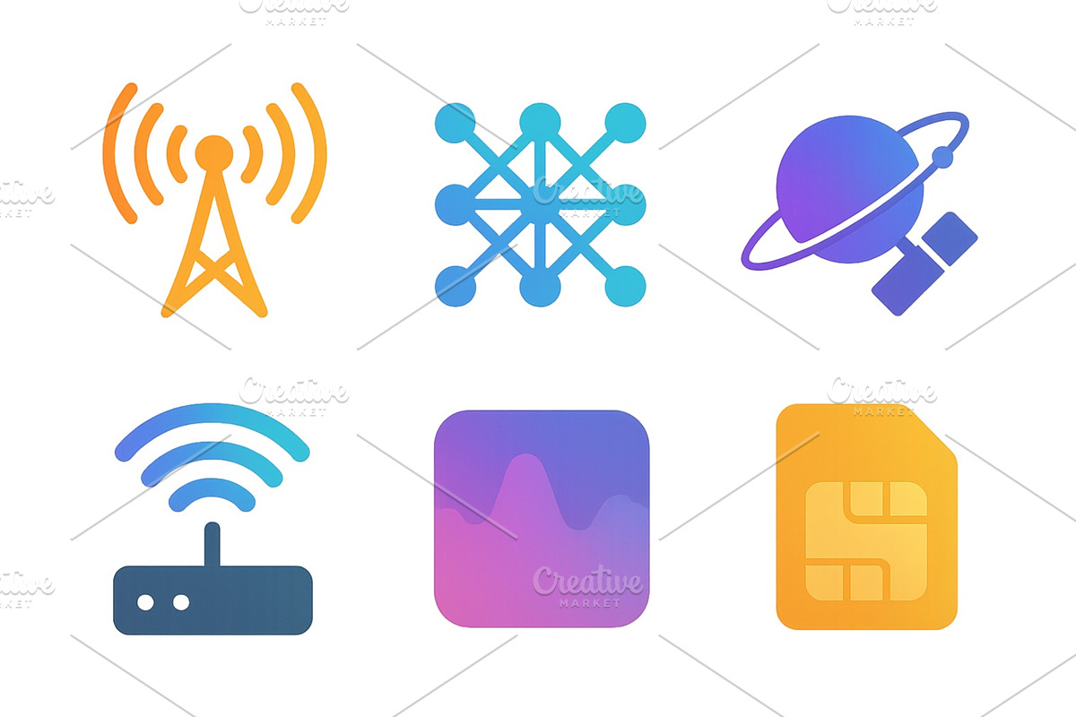Network technology icons, a Technology Illustration by ZinetroN