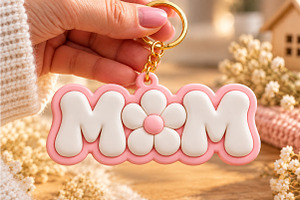 Mom Flower Keychain 3D STL, an Object 3D Model by Layerology