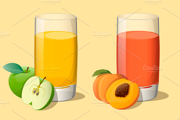 Set Of Juices In Glass