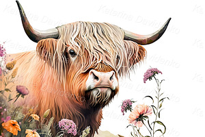 5 Highland Cow Watercolor Print