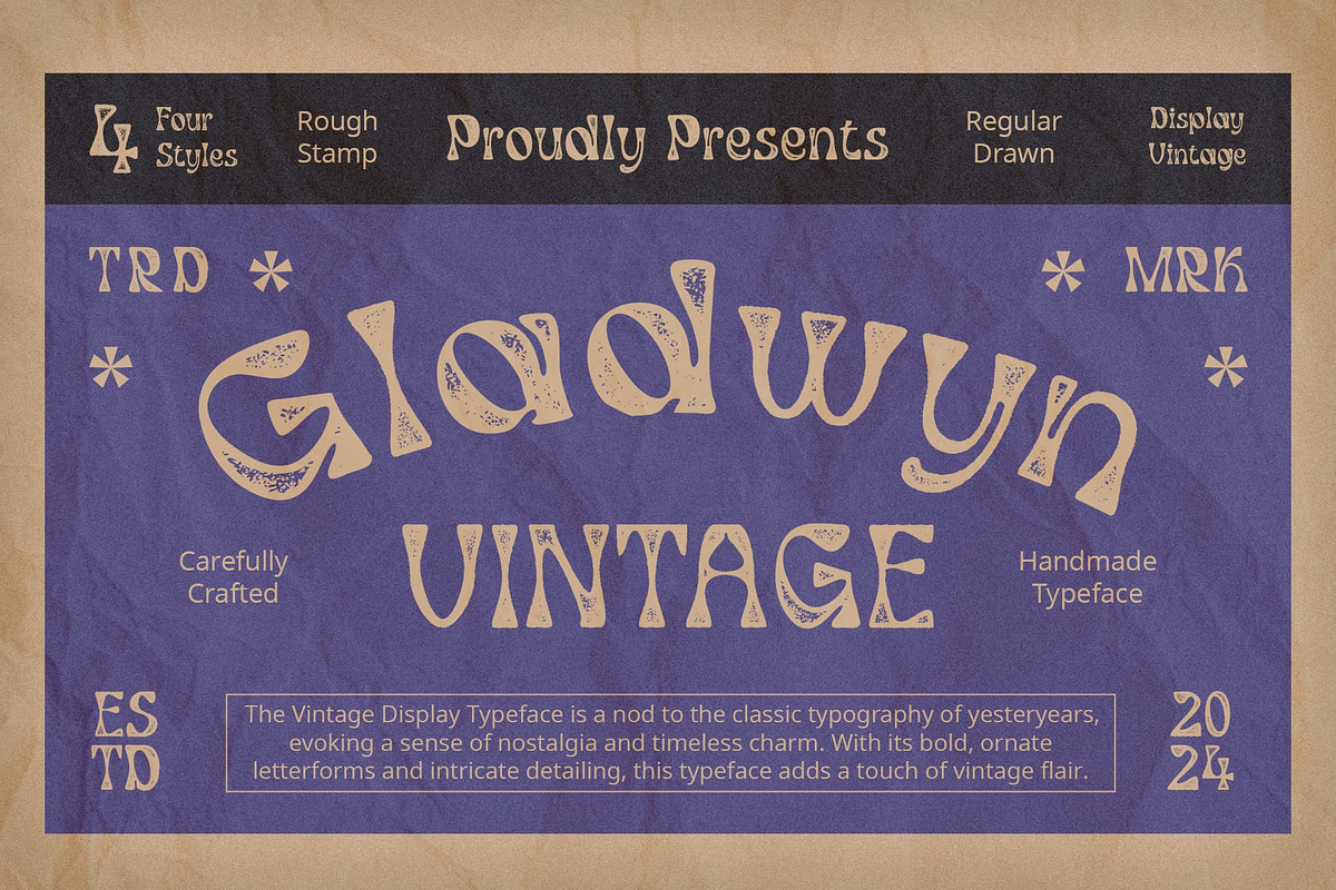 Gladwyn Vintage, a Sans Serif Font by Craft Supply Co. (Photo 1 of 8)