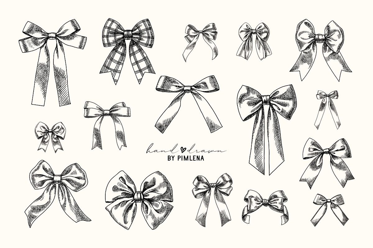 Coquette Bow Sketches, a Decorative Illustration by Elena Pimonova (Photo 2 of 10)