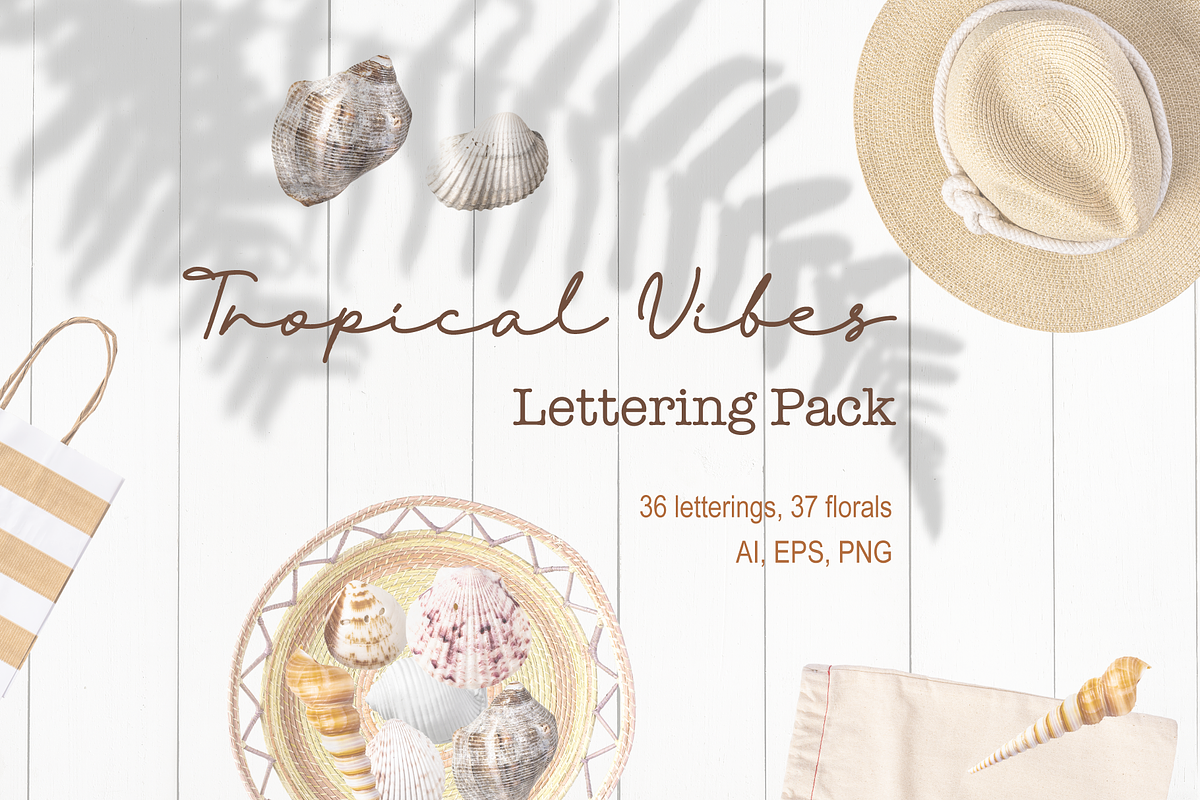 Tropical Vibes Lettering Pack, an Object Graphic by Digitaliya (Photo 1 of 11)
