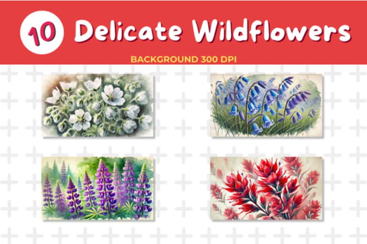 Watercolor Delicate Wildflowers Back, a Background Graphic by John_Walker (Photo 3 of 4)
