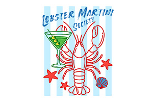 Summer Lobster Martini Society PNG, an Illustration by Canvas Craft