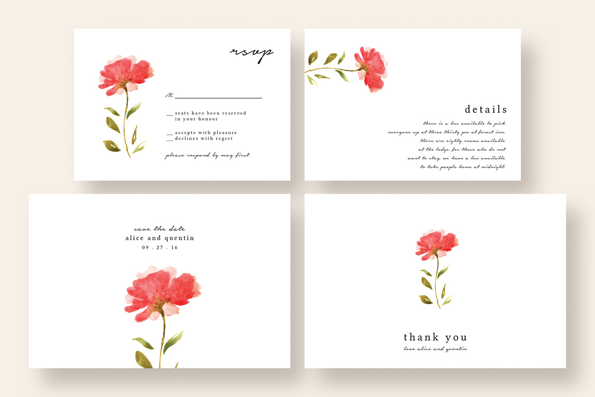 Minimalist Flower Wedding Suite, an Invitation Template by Knotted Design (Photo 4 of 5)