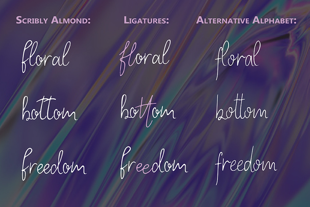 Scribly Almond Font Duo + Extras, a Script Font by Chimerique (Photo 10 of 13)