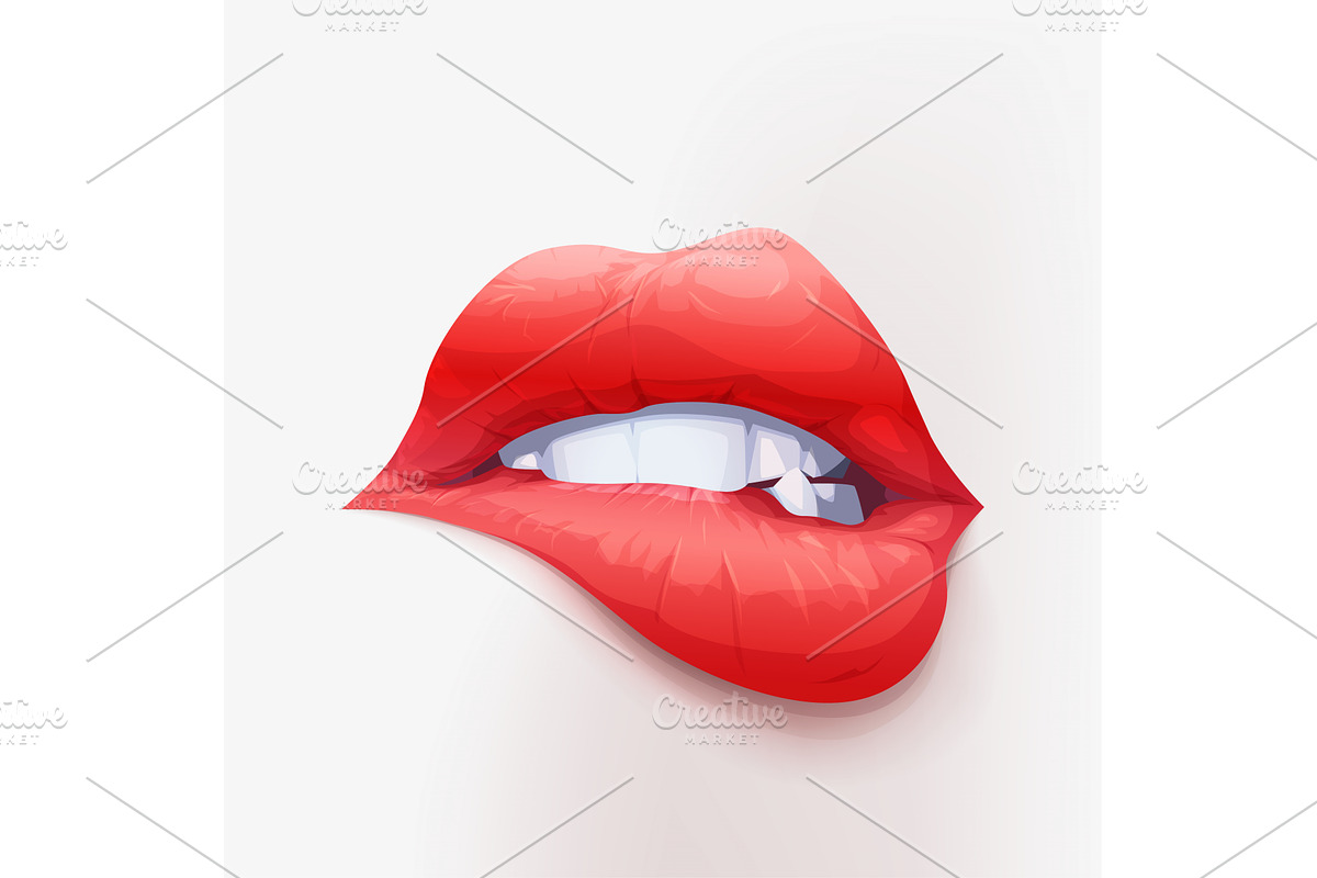 perfect womans mouth red lips on, an Object Illustration by IfH