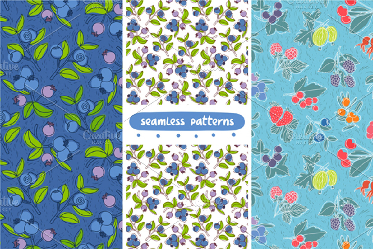 Berries patterns, a Pattern Graphic by Stolenpencil