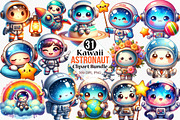 Kawaii Astronaut Clipart Bundle, an Illustration by Canvas Craft (Thumbnail 1 of 7)