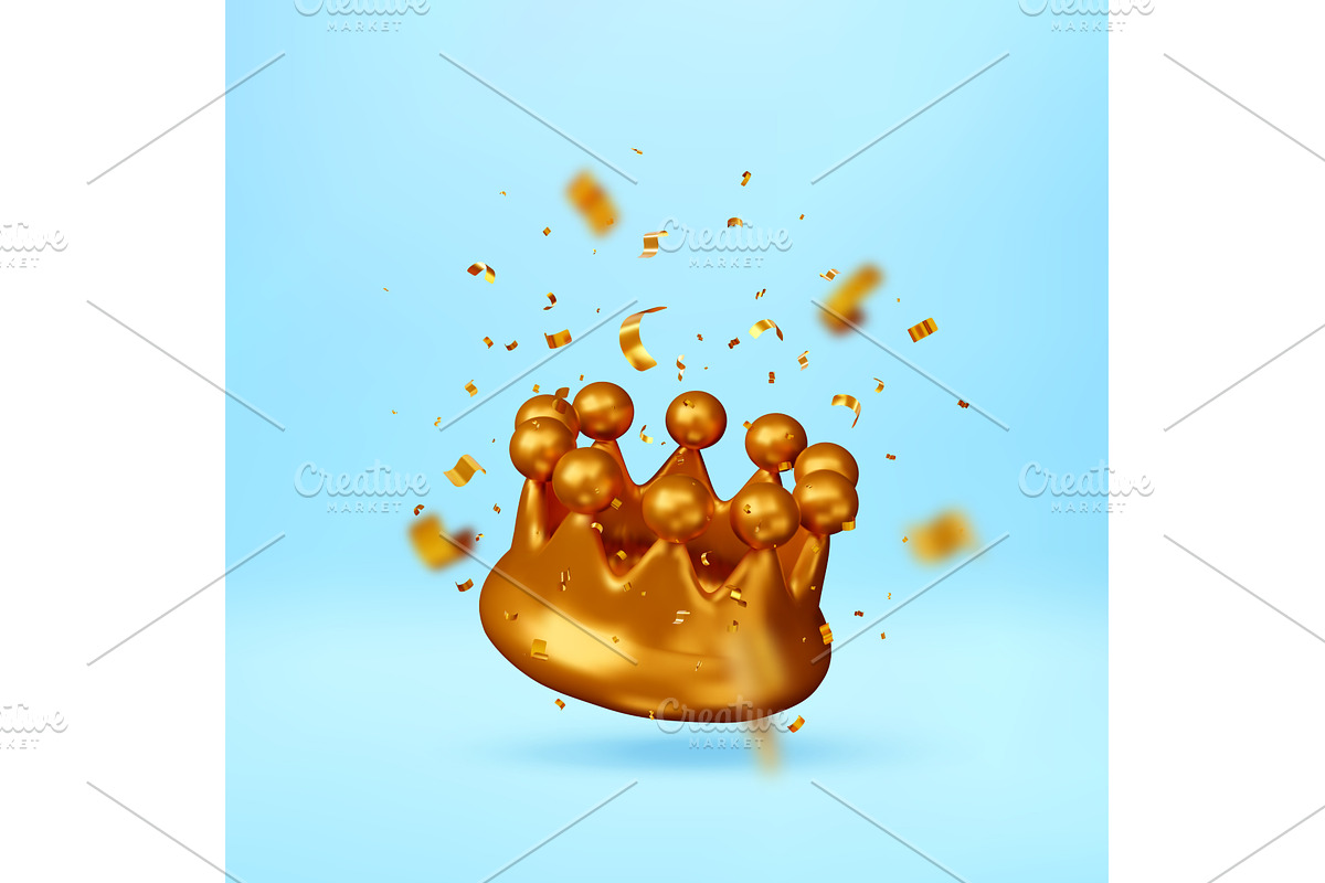 3D Golden crown with falling, an Illustration by Abscent