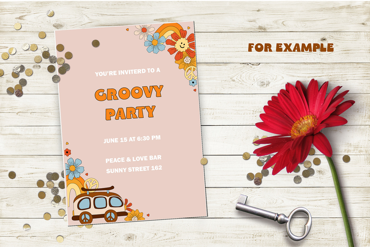 Groovy retro collection. Vector, an Object Graphic by VaraNa Art (Photo 3 of 8)