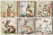 Vintage Bunny Junk Journal Pages, a Pattern Graphic by DreamCafeArt (Thumbnail 4 of 6)