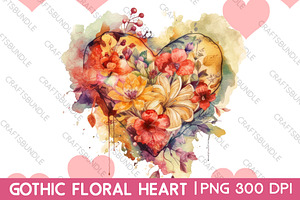 Gothic Floral Heart Clipart