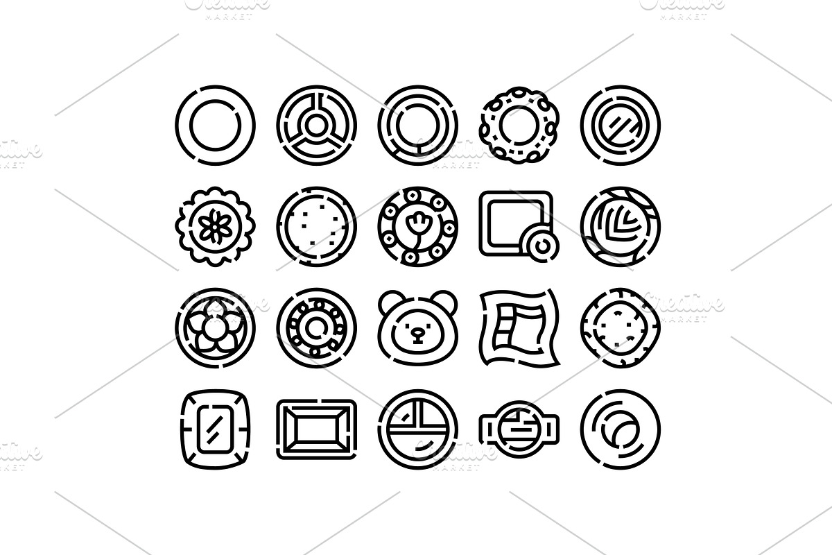 Outline icons illustrating various, an Object Illustration by pikepicture