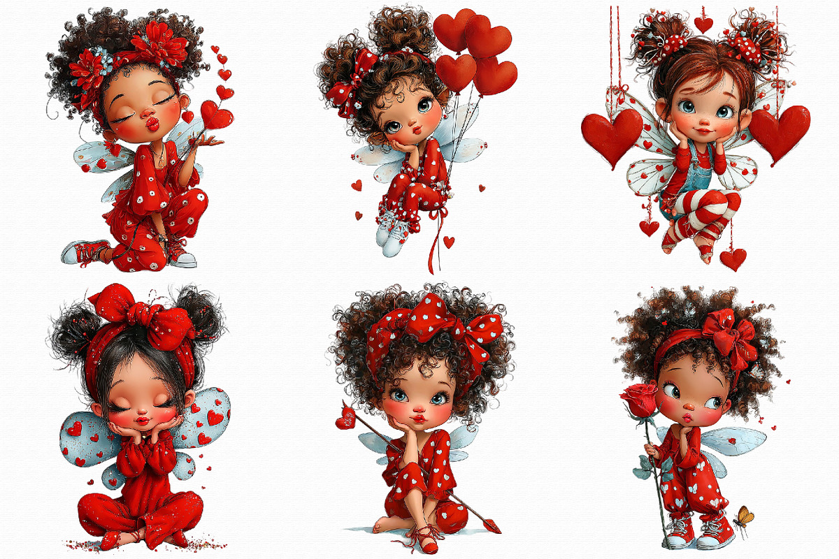 Whimsical Valentines Fairy Clipart, an Illustration by Libby Wishes (Photo 2 of 8)