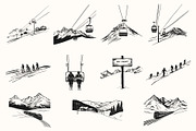 Winter Mountain Ski Resort Set, an Object Graphic by NatalieArtShop (Thumbnail 9 of 12)