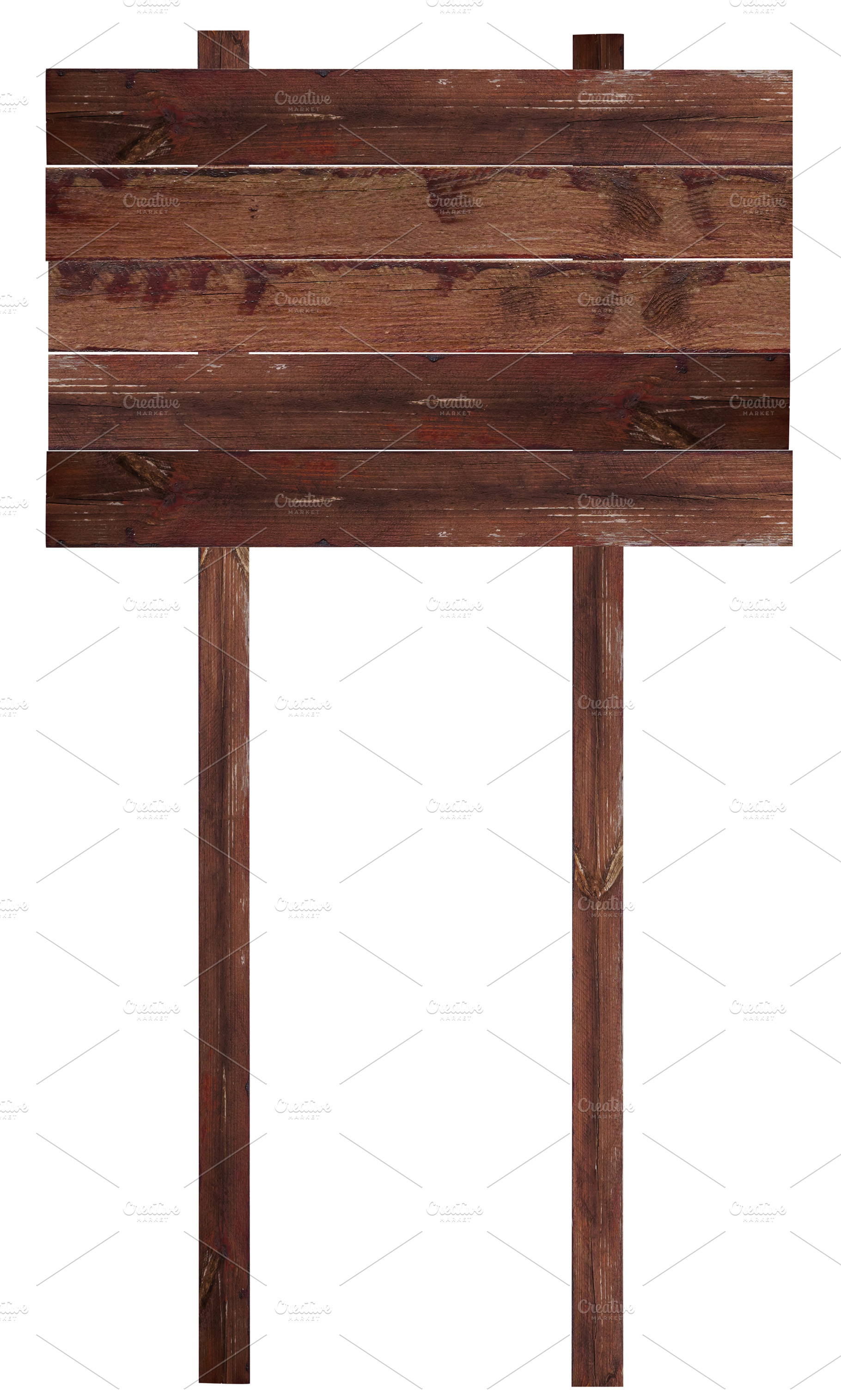 Wooden sign made of brown old boards on isolated background, an Abstract Photo by ndanko