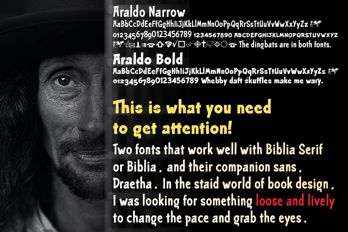 Araldo-two loose free headline fonts, a Sans Serif Font by Radiqx Press (Photo 1 of 3)