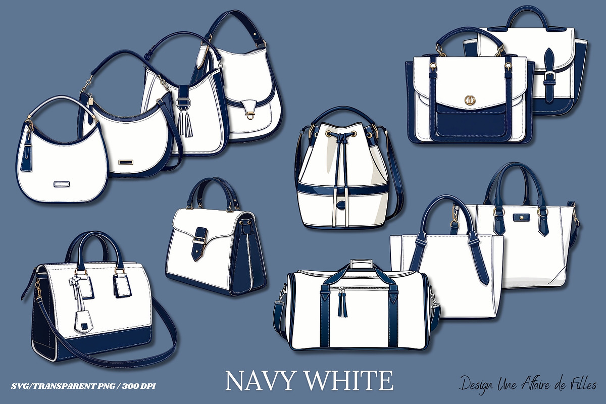 LUXURY HANDBAGS - 24 VECTOR CLIPART, an Object Illustration by Une Affaire de Filles (Photo 3 of 7)