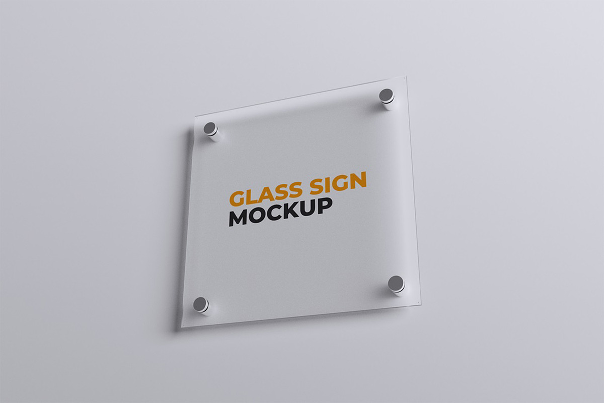 Glass Sign Mockup, an Advertising Mockup by HanaSaka_Studio