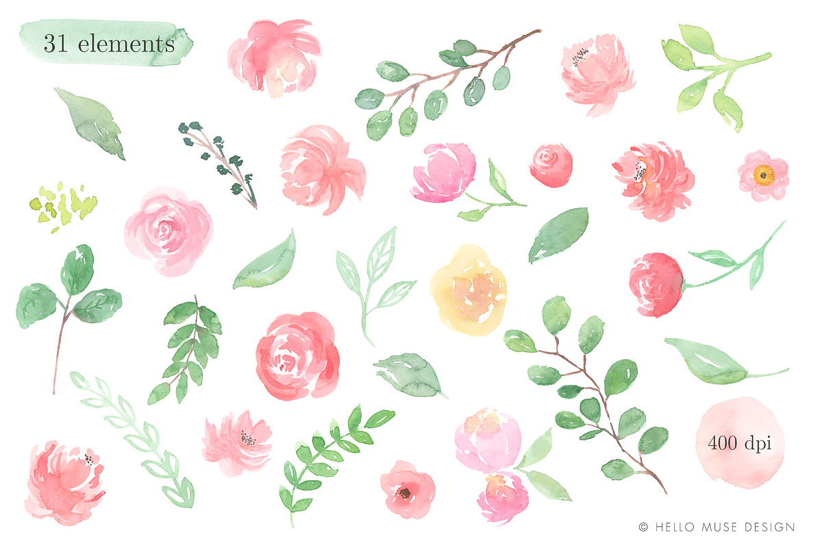 Spring Flowers Watercolor Clip Art, an Illustration by Hello Muse Design (Photo 3 of 6)