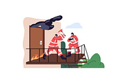 Firefighters, firemen fight a fire, a Work Illustration by PaperTrident (Thumbnail 2 of 9)