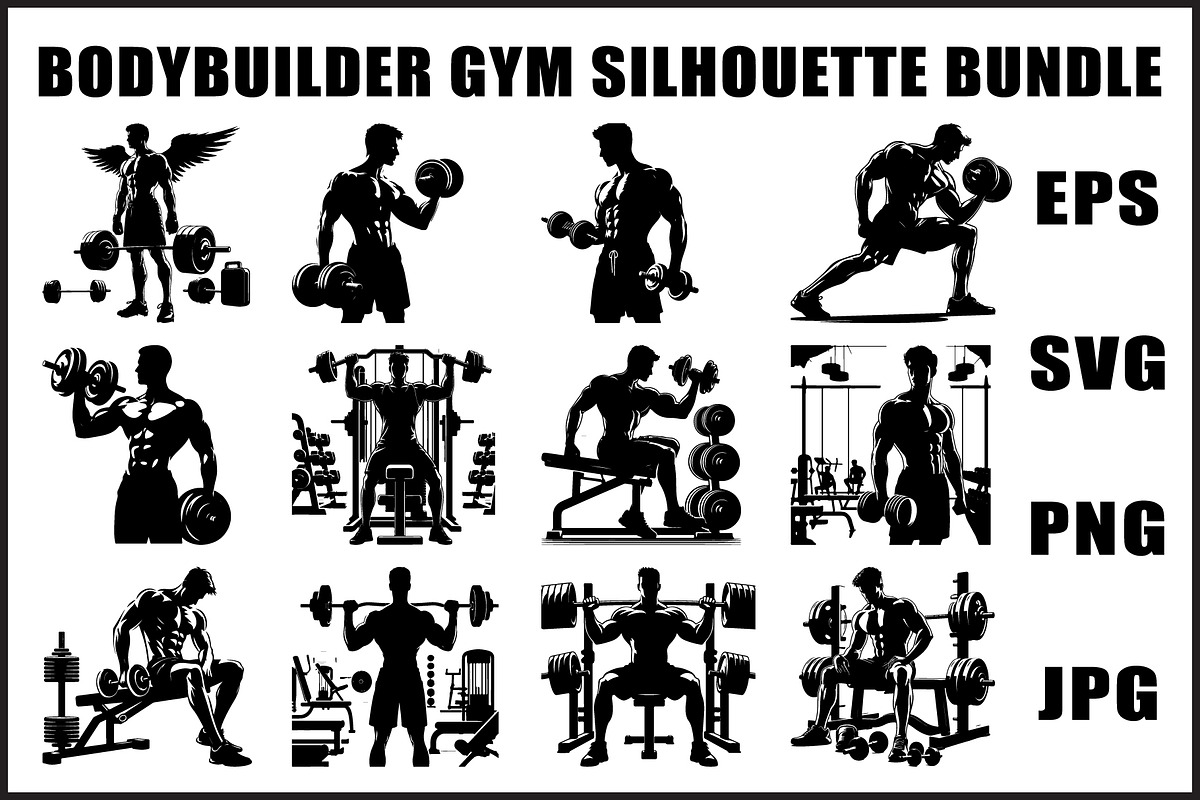 Bodybuilder Silhouette Bundle, an Object Graphic by Creativeshirt (Photo 1 of 13)