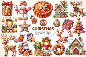 Christmas Gingerbread Clipart Bundle