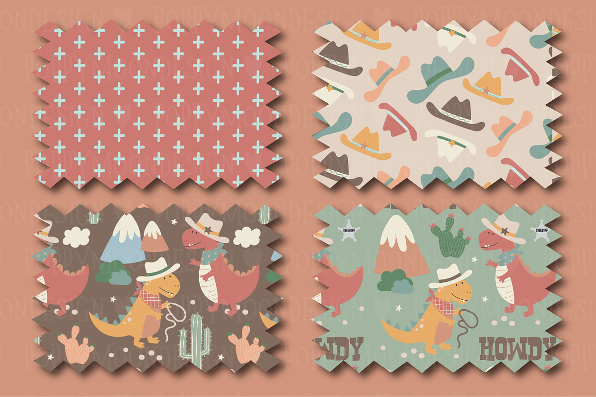 Wild Dinos clipart & paper set, an Illustration by Poppymoondesign (Photo 4 of 5)