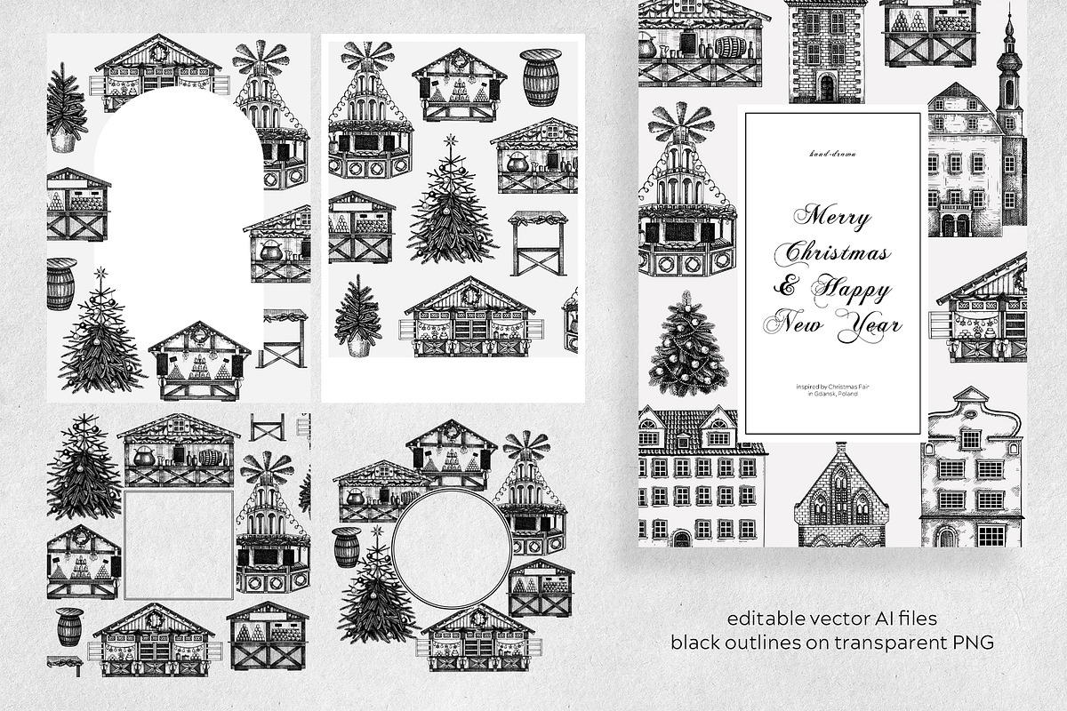 Christmas Market Architecture Set, a Seasonal Illustration by Yevheniia (Photo 5 of 10)