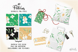 White & Yellow Floral Patterns Set