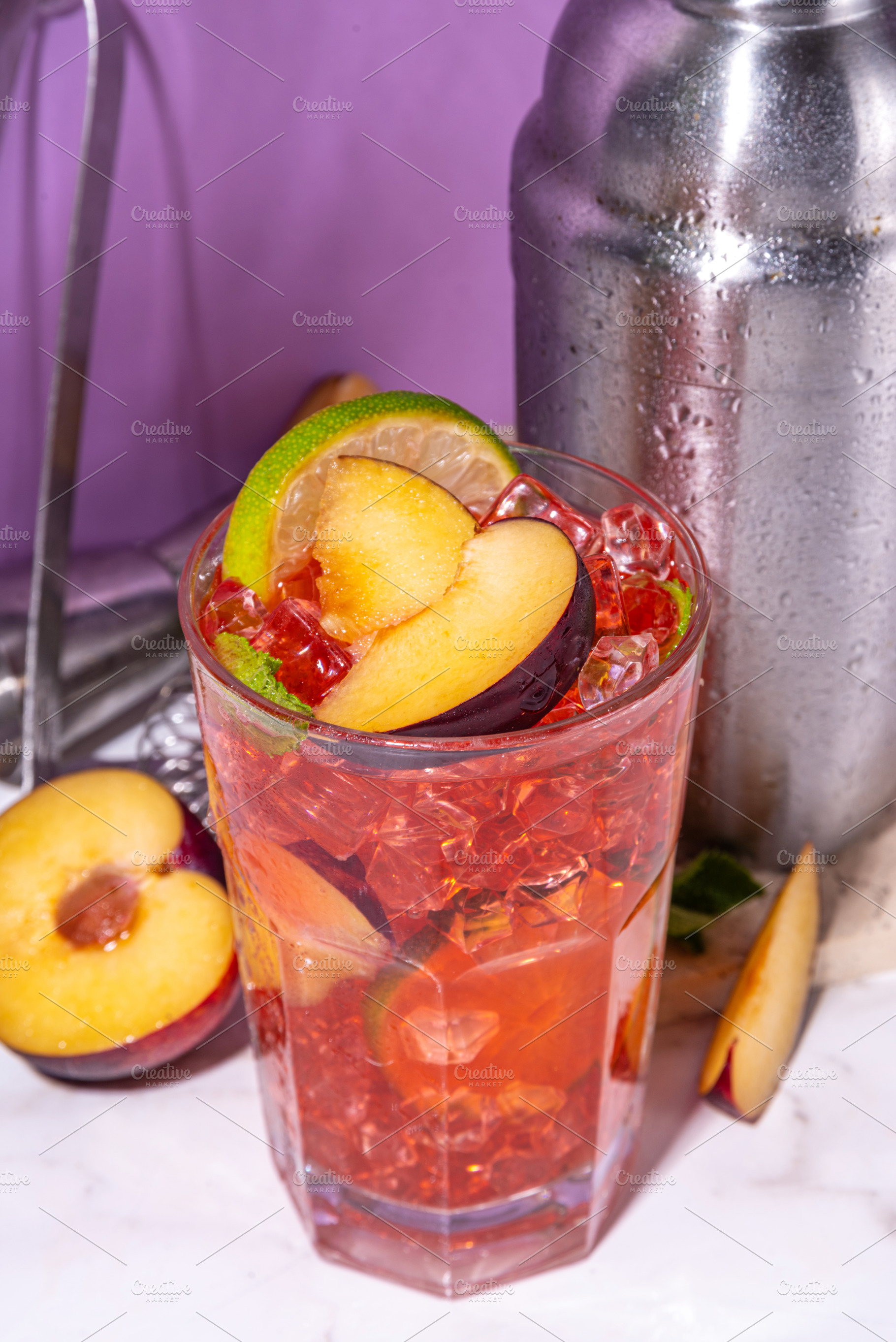 Iced plum tea, or plum lemonade, a Food & Drink Photo by Rimma