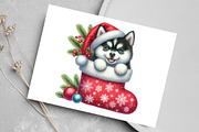 Watercolor Christmas Dog Clipart, an Illustration by Canvas Craft (Thumbnail 6 of 8)