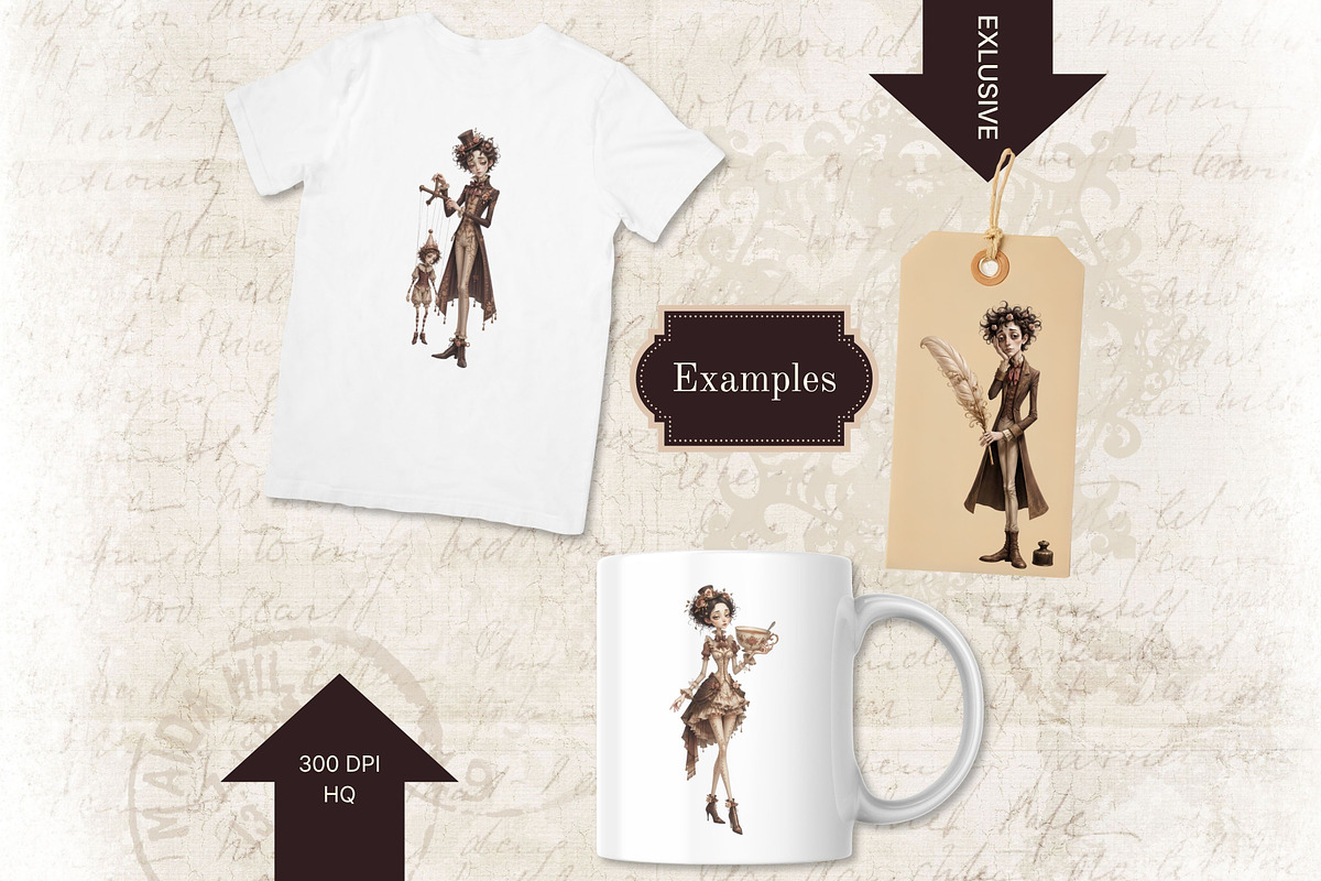 Sad Characters Clipart Set, a Decorative Illustration by Print Haven Mochi Vintage (Photo 2 of 3)