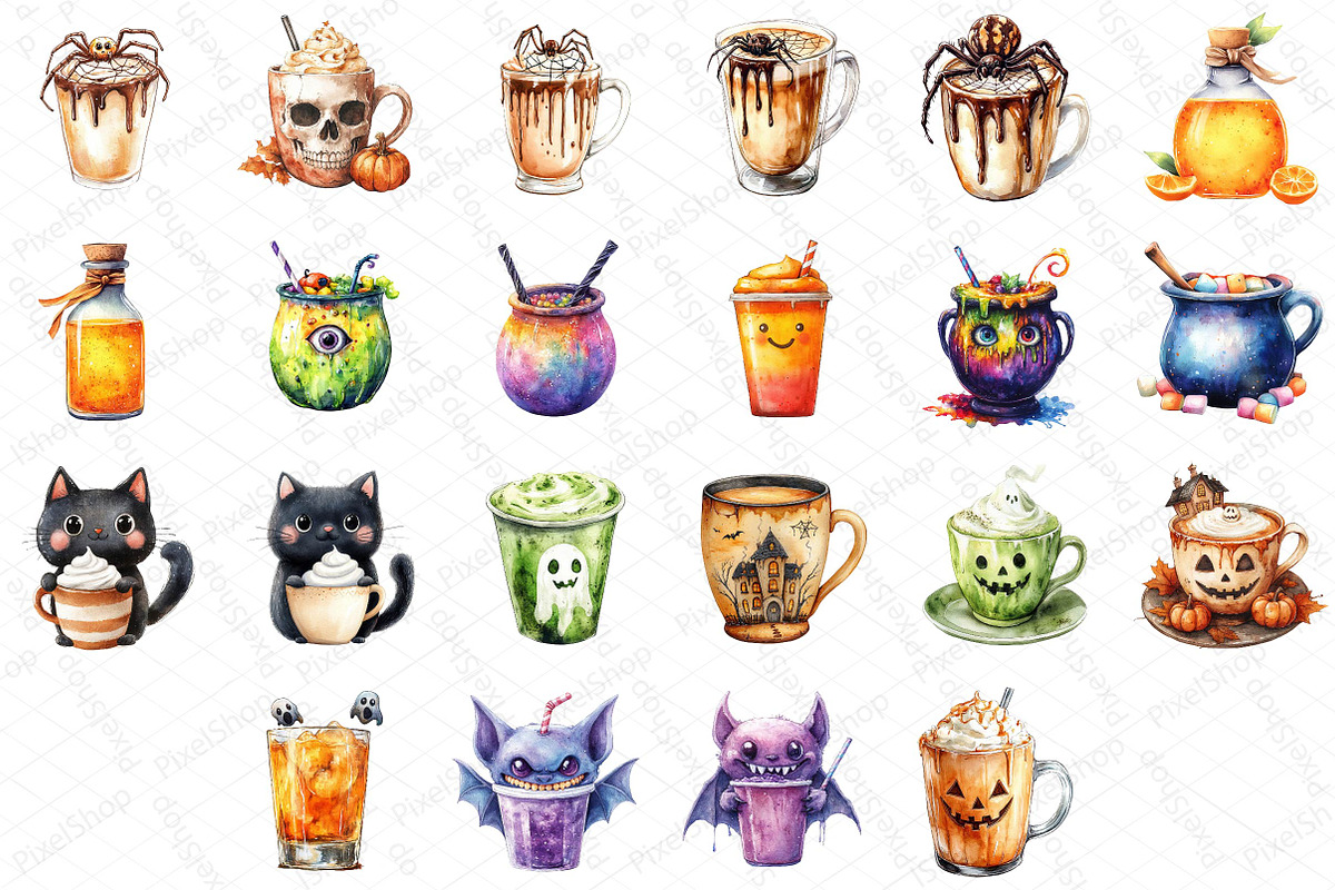 Halloween Drinks Cuties Clipart, an Illustration by DreamPrint404 (Photo 4 of 5)