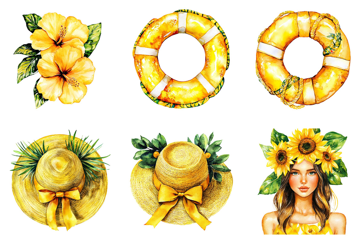 Watercolor Summer Vibe Clipart, an Illustration by SinaCreation (Photo 2 of 9)