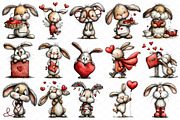 Whimsical Valentine Bunny Clipart, an Illustration by cherrydesign (Thumbnail 3 of 4)