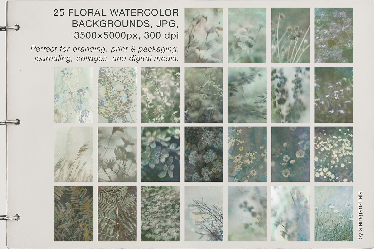 Faded Flora: watercolor botanicals, a Background Graphic by alenaganzhela (Photo 6 of 7)