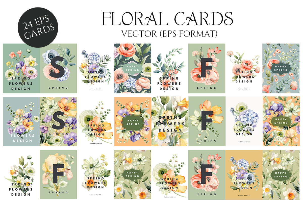 Floral Greeting Cards Templates, a Card Template by Evgeniia (Photo 1 of 4)