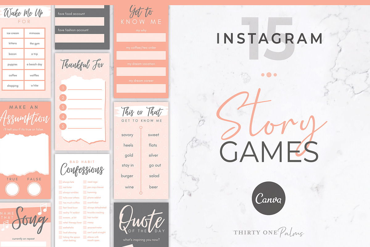 Instagram Story Games for Canva, a Social Media Template by Thirty One Palms Studio (Photo 1 of 9)